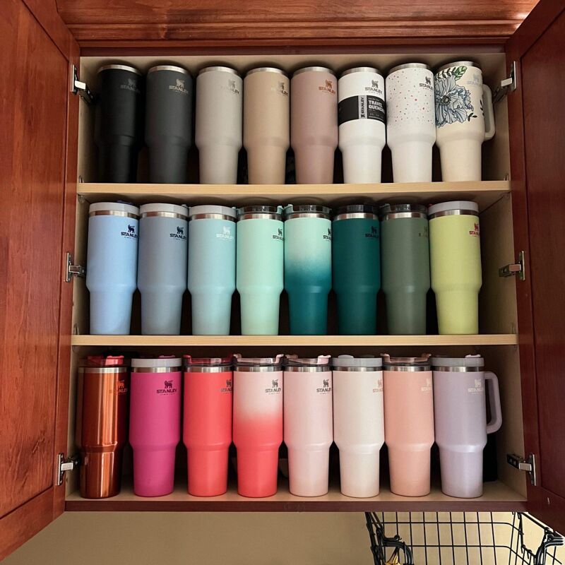 Box of Stanley Tumblers of Different Colors